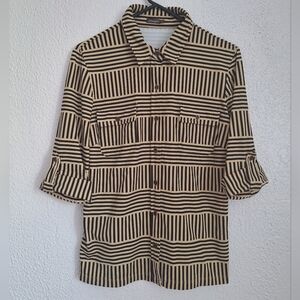 J. McLaughlin Beige and Black Striped Blouse